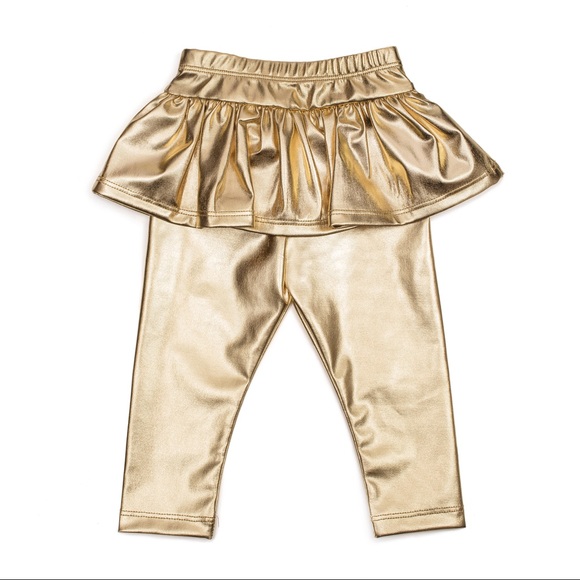 Baby girl toddler gold skirted ruffled leggings - Picture 1 of 1